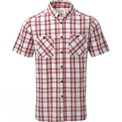 Camisa Craghoppers Edmond Manga Corta Hombre - Rojas - Chile ZKA750964